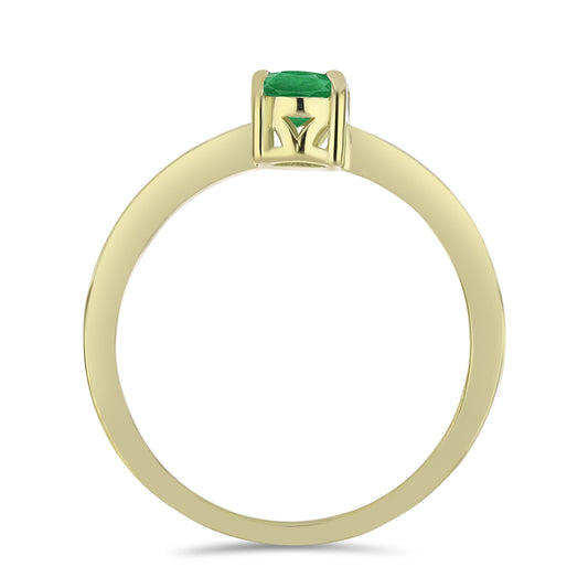 Pozlacené Stříbro 925/1000 - Prsten s Zambijským Smaragdem - Karátové číslo: 0.67. přibližná hmotnost: 2.02 gramů