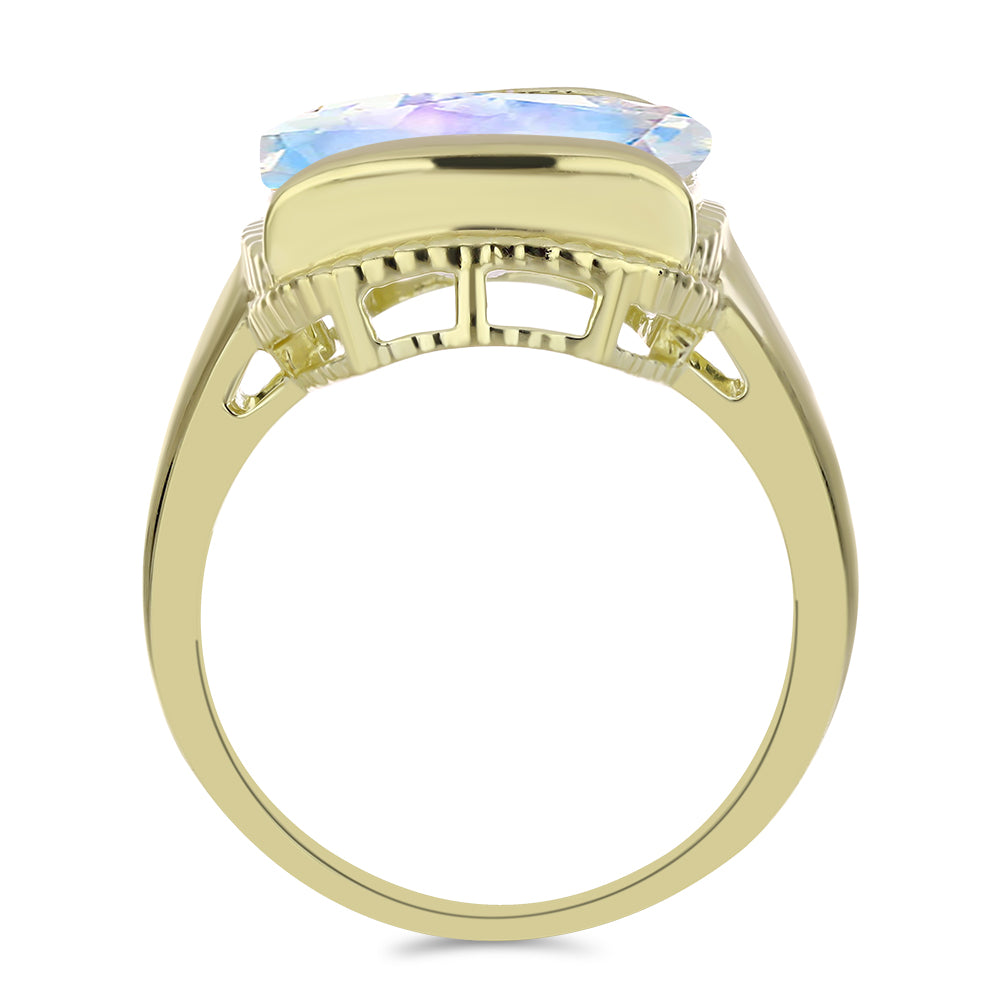 Pozlacený Stříbrný Prsten s Duhovým Měsíčním Kamenem