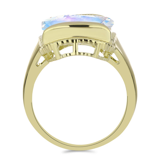 Pozlacený Stříbrný Prsten s Duhovým Měsíčním Kamenem