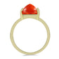 Pozlacené Stříbro 925/1000 - Prsten s Červeným Houbovým Korálem - Karátové číslo: 2.07. přibližná hmotnost: 2.26 gramů