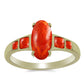 Pozlacený Stříbrný Prsten s Červeným Houbovým Korálem