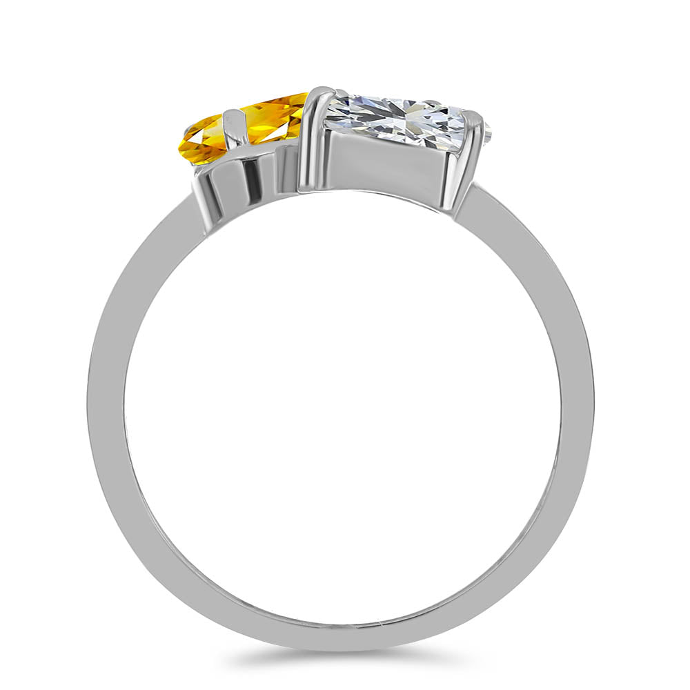 Stříbro 925/1000 - Prsten s Uralským Citrínem a Bílým Topazem - Karátové číslo: 1.39. přibližná hmotnost: 2.38 gramů 2 