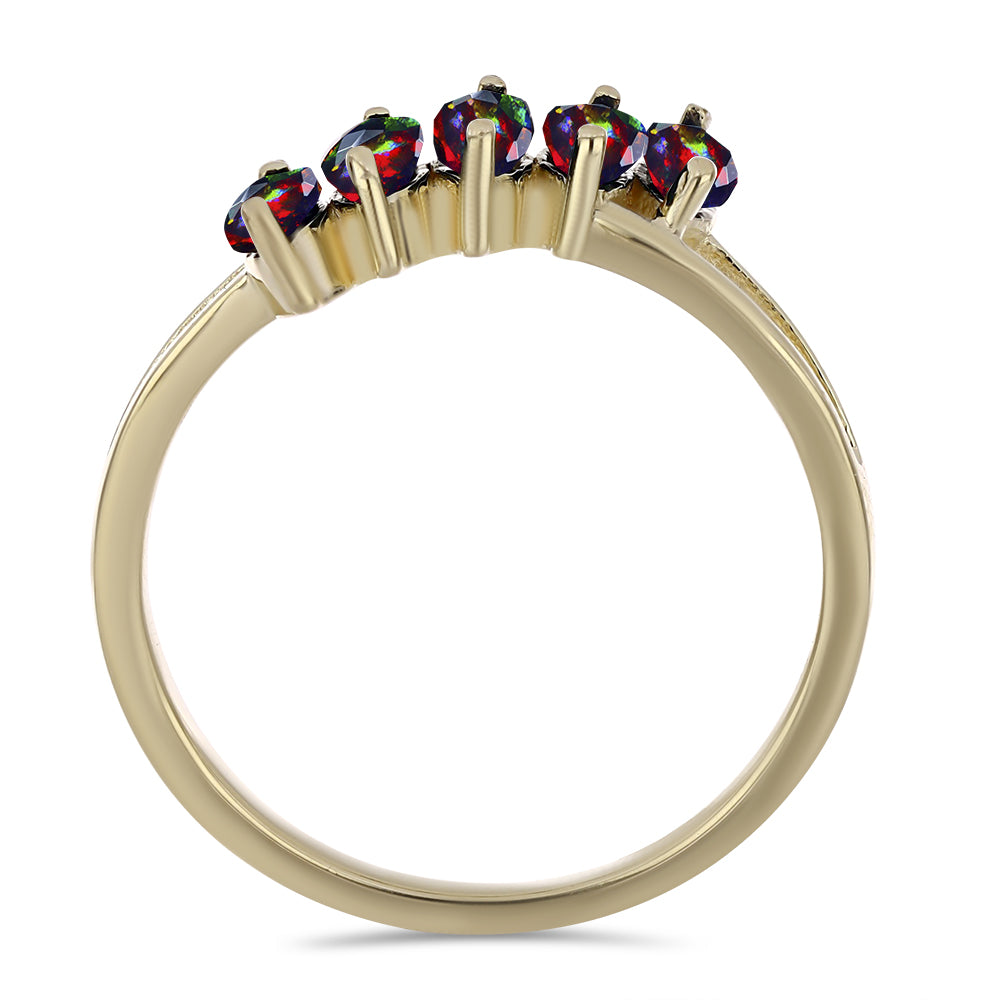 Pozlacené Stříbro 925/1000 - Prsten s Půlnočně Černým Etiopským Opálem z Lega Dembi - Karátové číslo: 0.45. přibližná hmotnost: 2.19 gramů