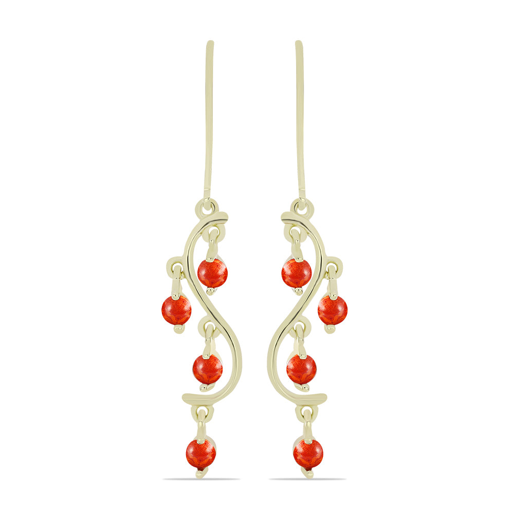 Pozlacené Stříbrné Náušnice s Červeným Houbovým Korálem