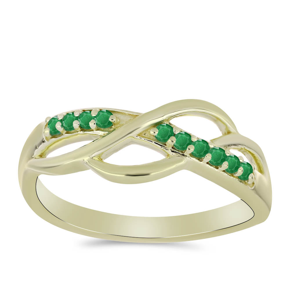 Pozlacené Stříbro 925/1000 - Prsten s Zambijským Smaragdem - Karátové číslo: 0.17. přibližná hmotnost: 2.74 gramů 3 