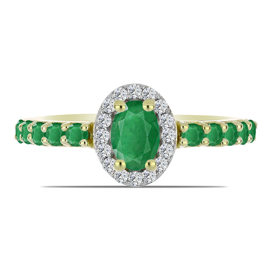 Pozlacený Stříbrný Prsten s Zambijským Smaragdem a Bílým Topazem