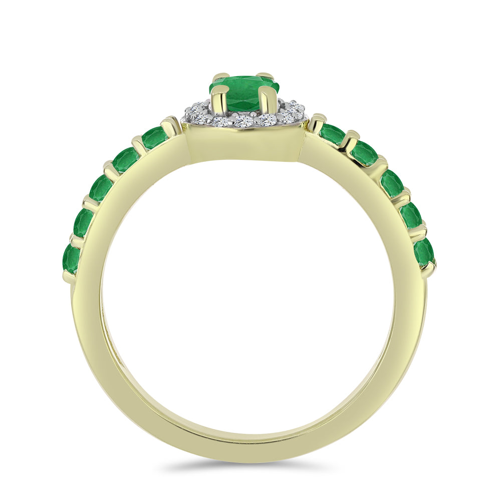 Pozlacený Stříbrný Prsten s Zambijským Smaragdem a Bílým Topazem 2 