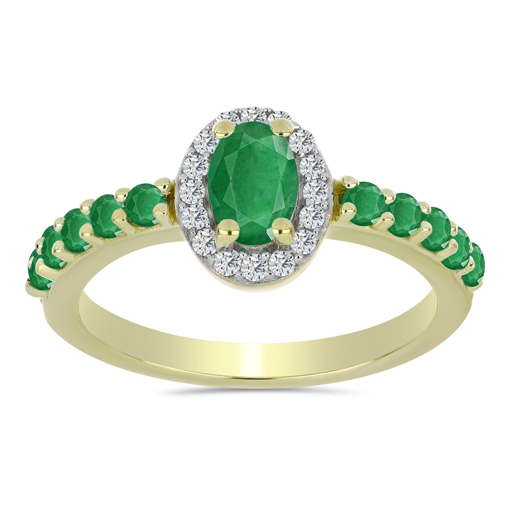 Pozlacený Stříbrný Prsten s Zambijským Smaragdem a Bílým Topazem 3 