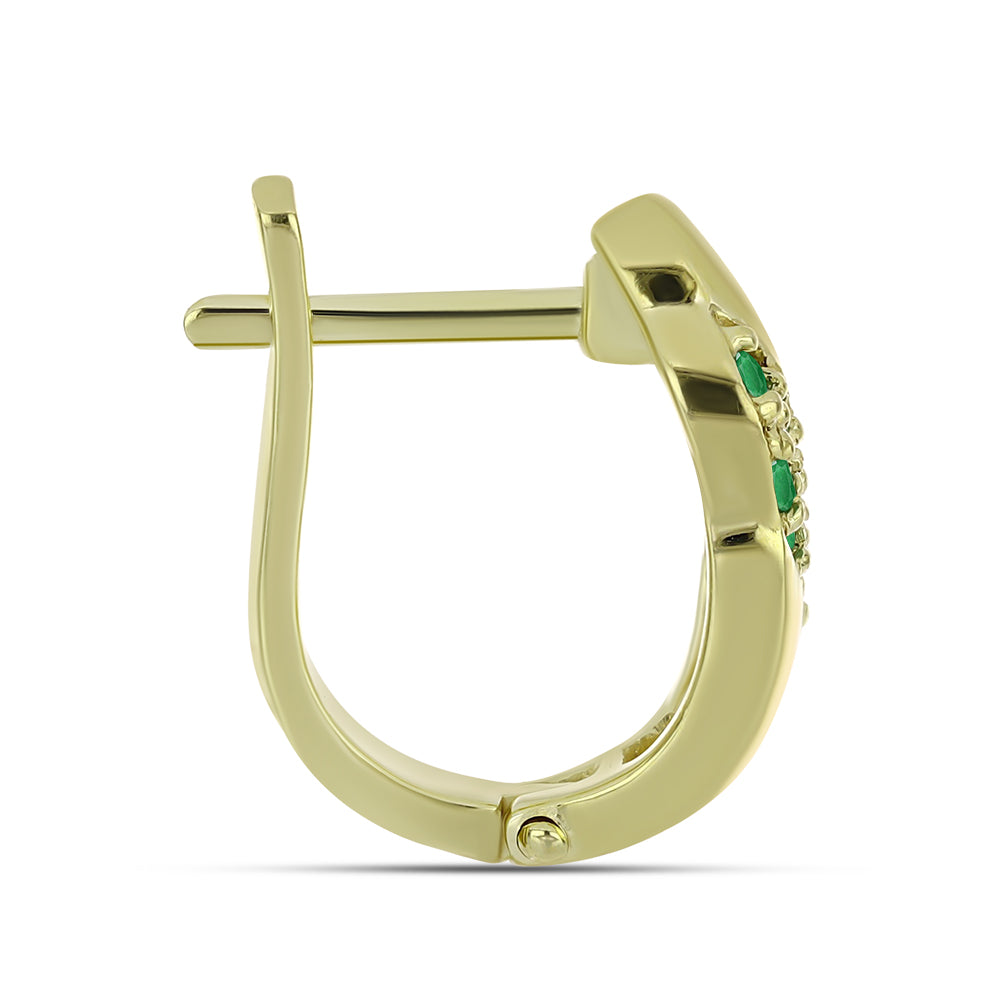 Pozlacené Stříbro 925/1000 - Náušnice s Zambijským Smaragdem - Karátové číslo: 0.28. přibližná hmotnost: 4.41 gramů 2 