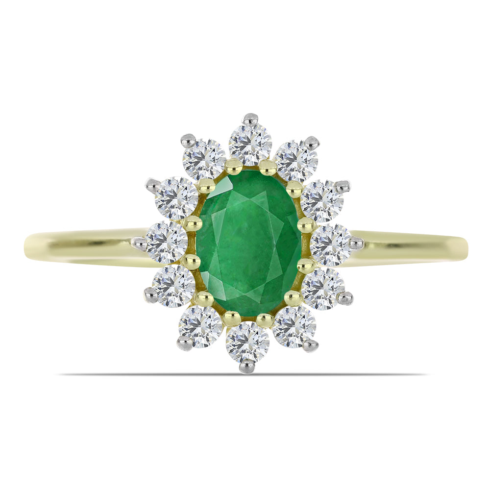Pozlacené Stříbro 925/1000 - Prsten s Zambijským Smaragdem a Bílým Topazem - Karátové číslo: 1.17. přibližná hmotnost: 2.21 gramů 1 