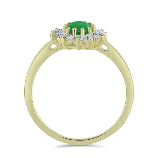 Pozlacené Stříbro 925/1000 - Prsten s Zambijským Smaragdem a Bílým Topazem - Karátové číslo: 1.17. přibližná hmotnost: 2.21 gramů