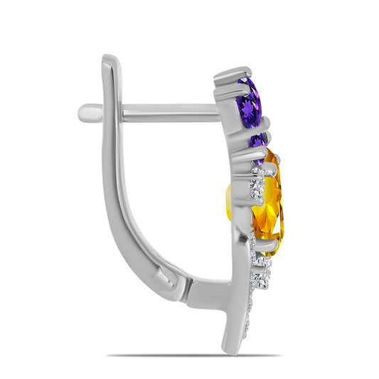 Stříbrné Náušnice s Uralským Citrínem a Marockým Ametystem