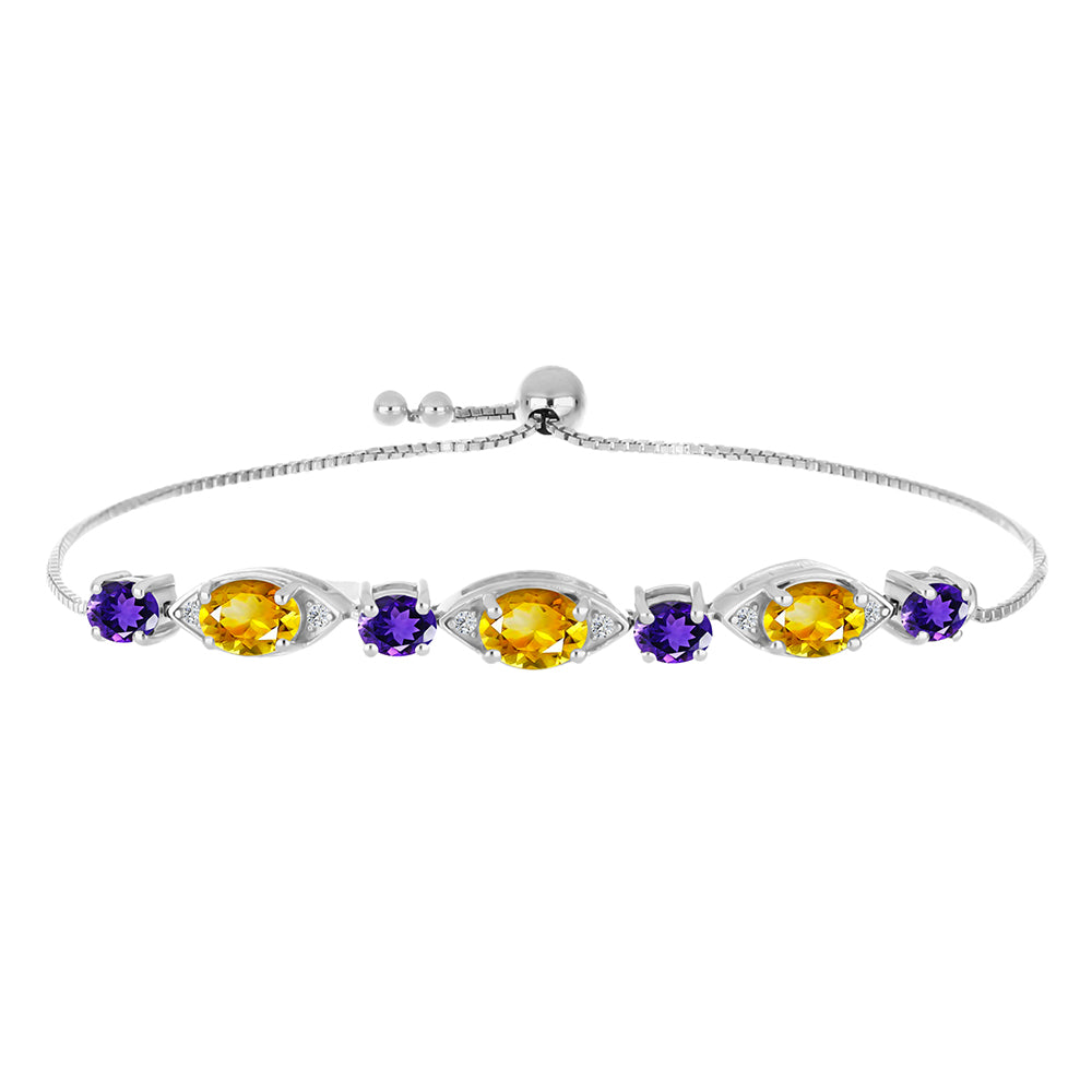 Stříbrný Náramek s Uralským Citrínem a Marockým Ametystem 1 