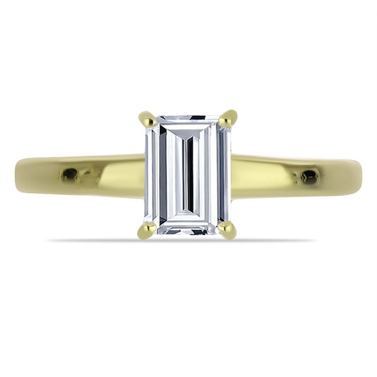 Pozlacené Stříbro 925/1000 - Prsten s Certifikovaný Diamantem pěstovaný v laboratoři - Karátové číslo: 1.02. přibližná hmotnost: 1.77 gramů