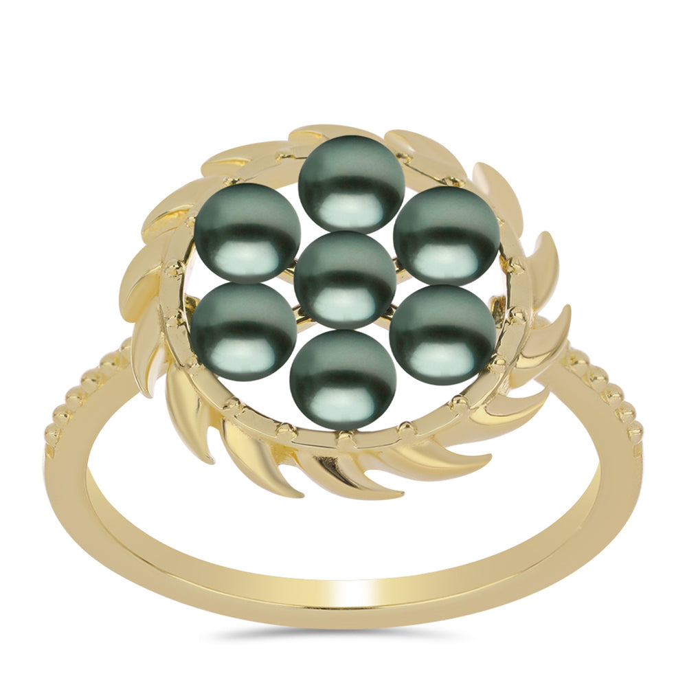 Pozlacené Stříbro 925/1000 - Prsten se Sladkovodní perlou v podobě Tahitské zelené iluze - Karátové číslo: 0.6. přibližná hmotnost: 2.97 gramů 3 