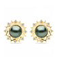 Pozlacené stříbro 925/1000 Náušnice se Sladkovodní perlou v podobě Tahitské zelené iluze a Bílým Topazem - Karátové číslo: 1.71. přibližná hmotnost: 5.36 gramů