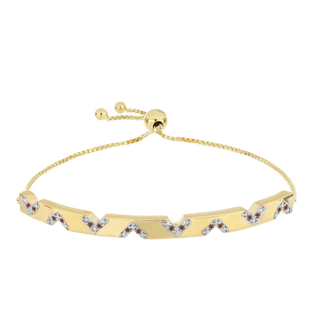 Pozlacené Stříbro 925/1000 - Náramek s Cognac Diamantem - Karátové číslo: 0.1. přibližná hmotnost: 6.9 gramů