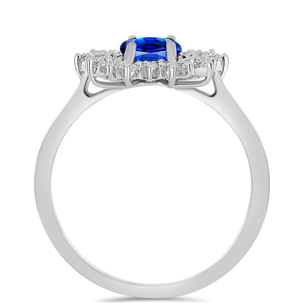 Stříbro 925/1000 Prsten s Australským Modrým Safírem a Bílým Topazem - Karátové číslo: 1.77. přibližná hmotnost: 3.06 gramů