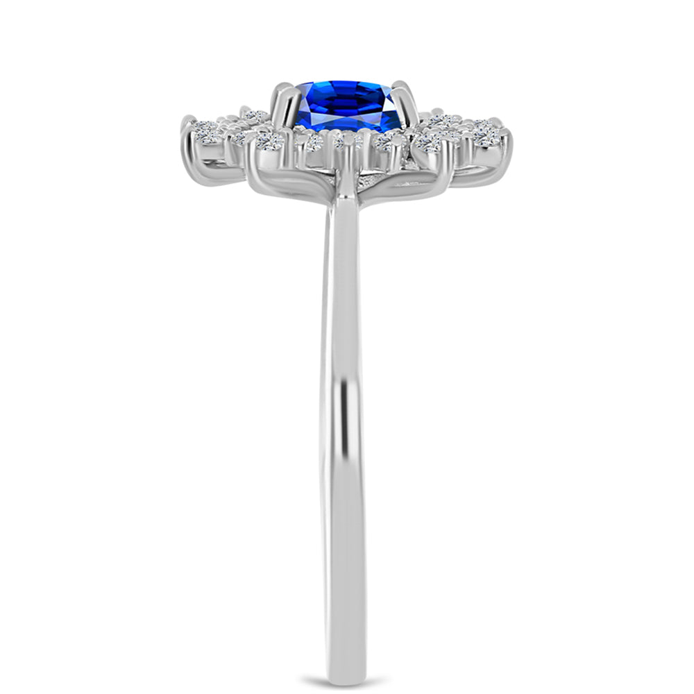 Stříbro 925/1000 Prsten s Australským Modrým Safírem a Bílým Topazem - Karátové číslo: 1.77. přibližná hmotnost: 3.06 gramů 4 