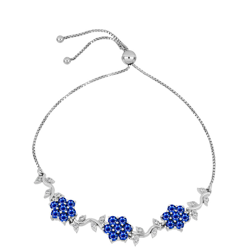 Stříbro 925/1000 Náramek s Australským Modrým Safírem a Bílým Topazem - Karátové číslo: 3.46. přibližná hmotnost: 9.18 gramů 1 