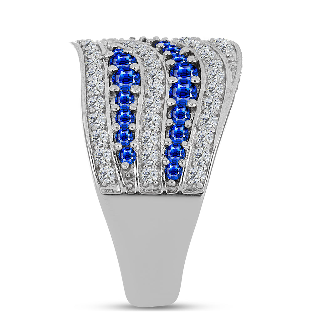 Stříbro 925/1000 Prsten s Australským Modrým Safírem a Bílým Topazem - Karátové číslo: 1.73. přibližná hmotnost: 6.81 gramů 4 