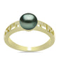Pozlacené Stříbro 925/1000 - Prsten se Sladkovodní perlou v podobě Tahitské zelené iluze - Karátové číslo: 0.76. přibližná hmotnost: 2.73 gramů