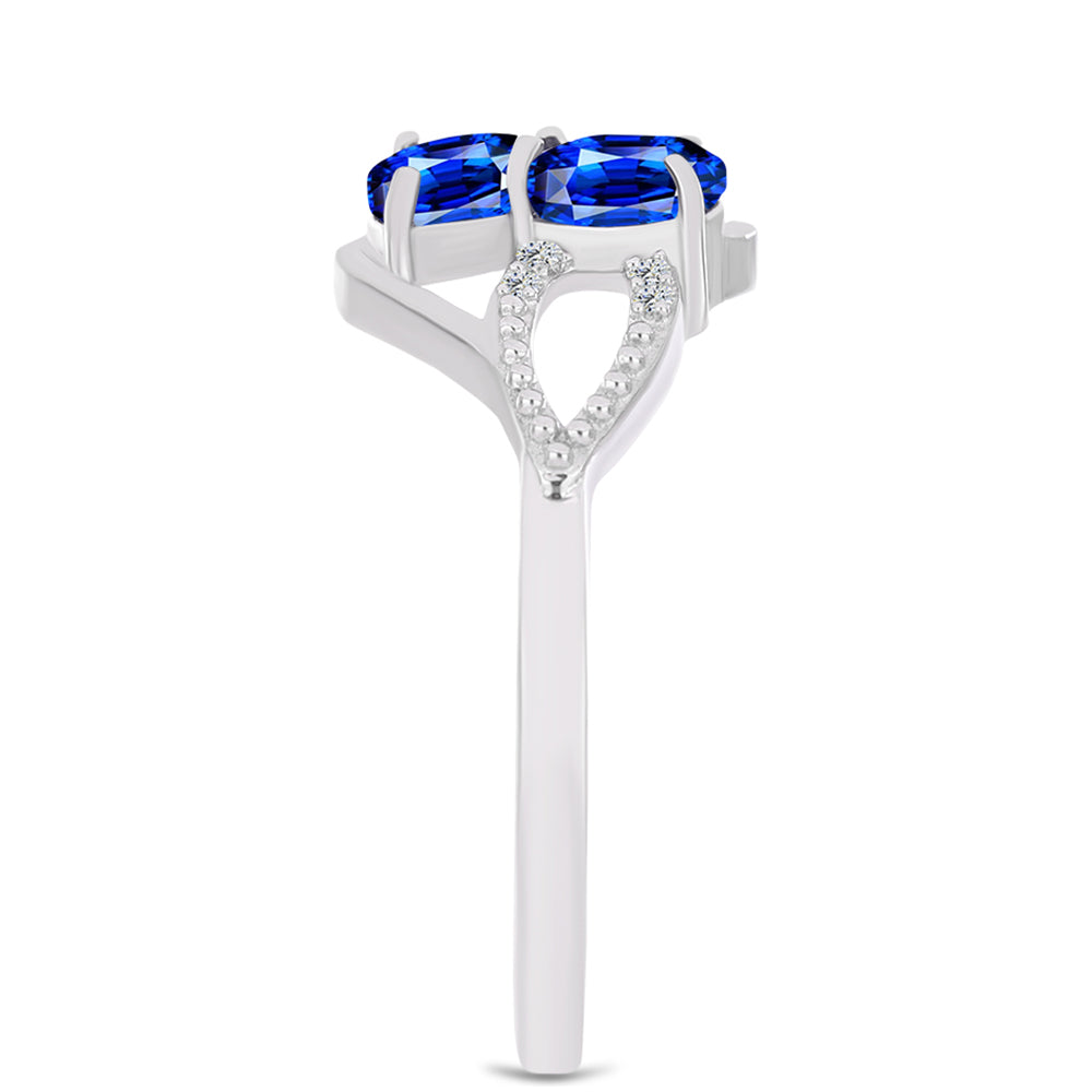 Stříbro 925/1000 - Prsten s Australským Modrým Safírem a Bílým Topazem - Karátové číslo: 1.99. přibližná hmotnost: 2.96 gramů