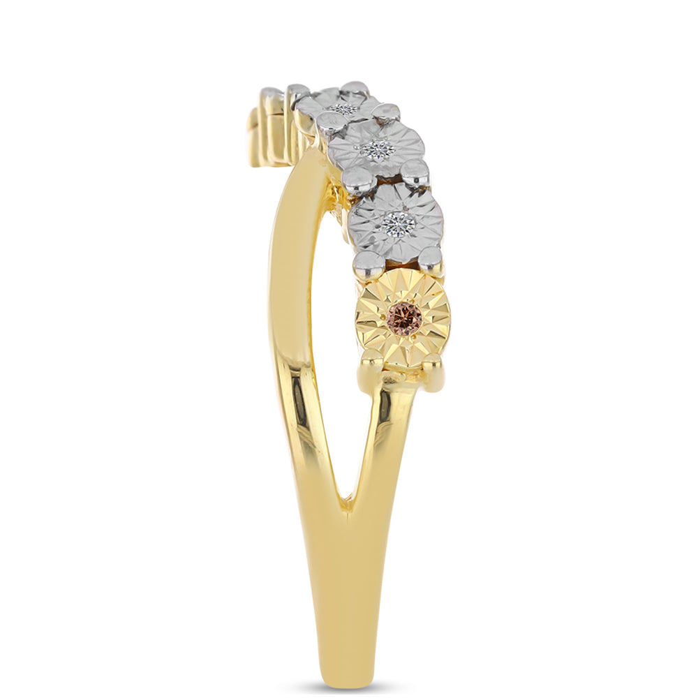 Pozlacený Stříbrný Prsten s Cognac Diamantem a Bílým Topazem