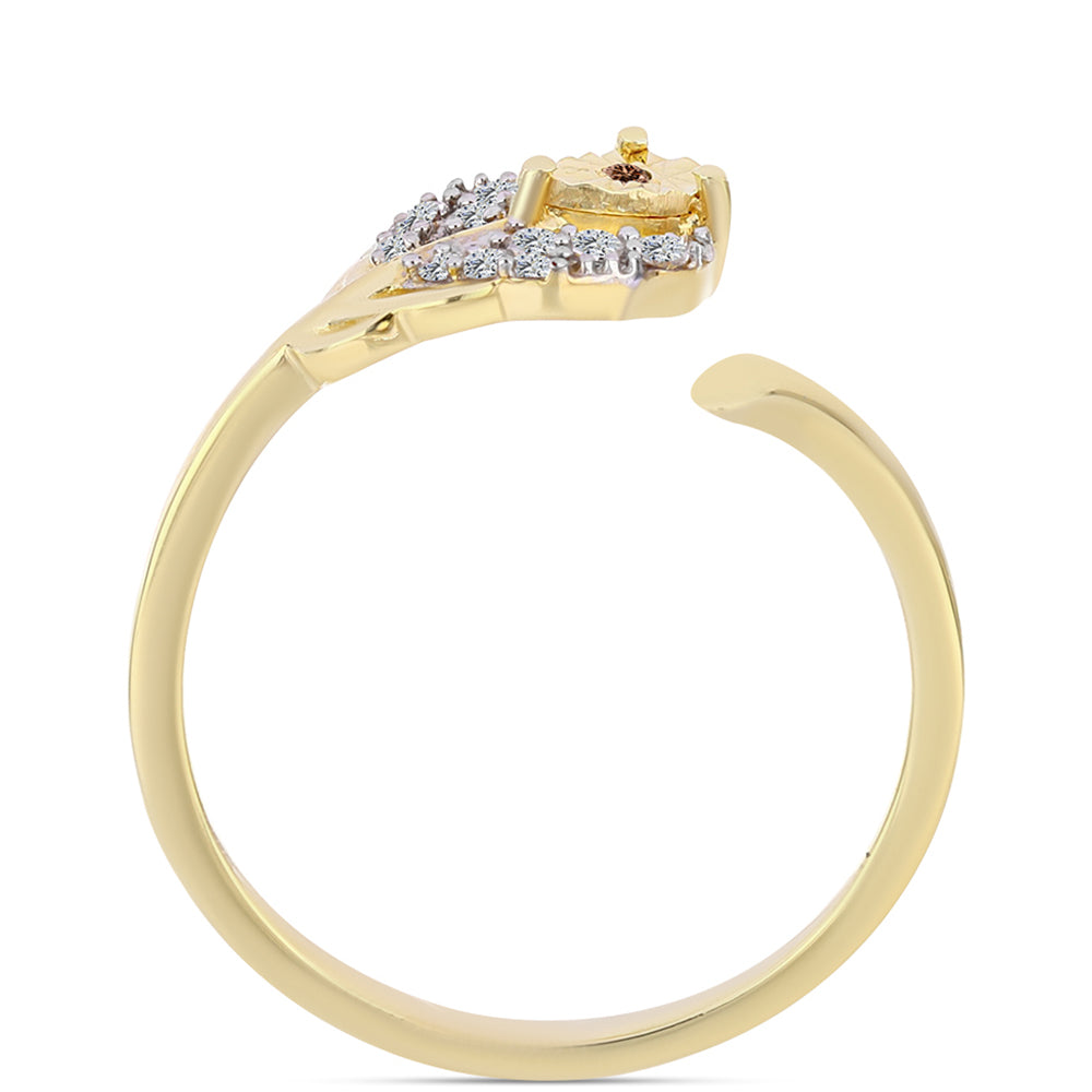 Pozlacené Stříbro 925/1000 - Prsten s Cognac Diamantem a Bílým Topazem - Karátové číslo: 0.12. přibližná hmotnost: 1.74 gramů 2 