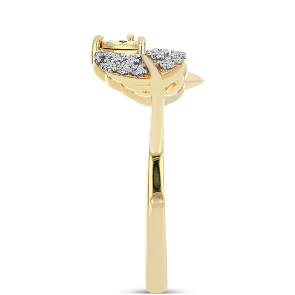 Pozlacené Stříbro 925/1000 - Prsten s Cognac Diamantem a Bílým Topazem - Karátové číslo: 0.12. přibližná hmotnost: 1.74 gramů 4 