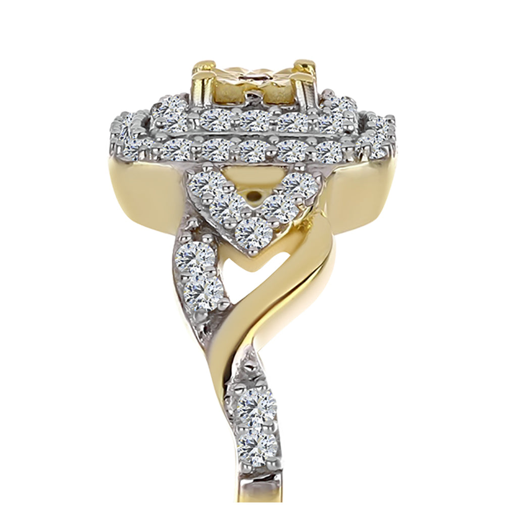 Pozlacený Stříbrný Prsten s Cognac Diamantem a Bílým Topazem