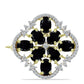 Pozlacený Stříbrný Brož s Černým Onyxem a Bílým Topazem