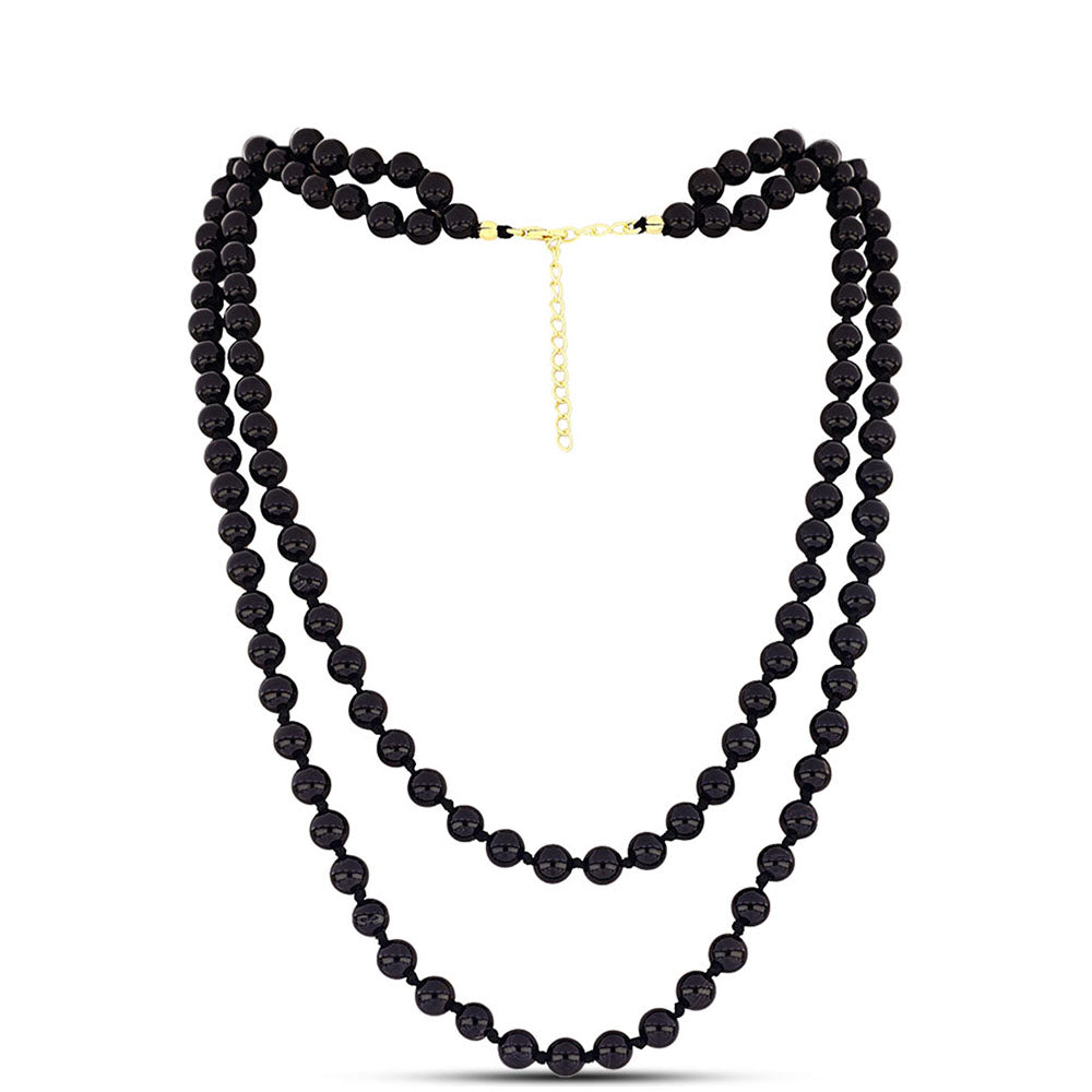 Pozlacené Stříbro 925/1000 - Náhrdelník s Černým Onyxem - Karátové číslo: 185.2. přibližná hmotnost: 38.07 gramů 1 