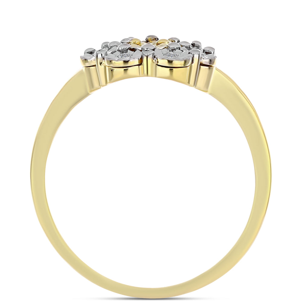 Pozlacené stříbro 925/1000 Prsten s Cognac Diamantem a Bílým Topazem - Karátové číslo: 0.12. přibližná hmotnost: 3.5 gramů 2 