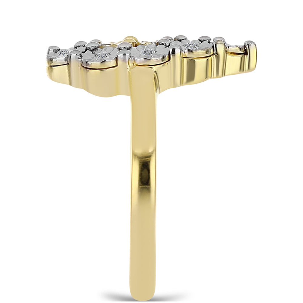 Pozlacené stříbro 925/1000 Prsten s Cognac Diamantem a Bílým Topazem - Karátové číslo: 0.12. přibližná hmotnost: 3.5 gramů 4 