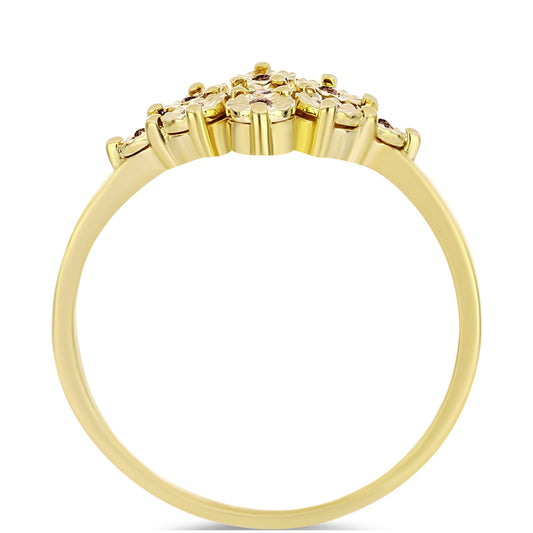 Pozlacené Stříbro 925/1000 - Prsten s Cognac Diamantem - Karátové číslo: 0.06. přibližná hmotnost: 2.6 gramů