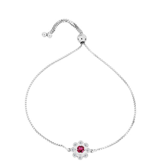 Stříbro 925/1000 - Náramek s Cruizero Rubelitem a Bílým Topazem - Karátové číslo: 0.35. přibližná hmotnost: 3.01 gramů