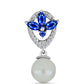 Stříbro 925/1000 - Přívěsek s Australským Modrým Safírem a Bílou Sladkovodní Perlou - Karátové číslo: 4.11. přibližná hmotnost: 1.9 gramů