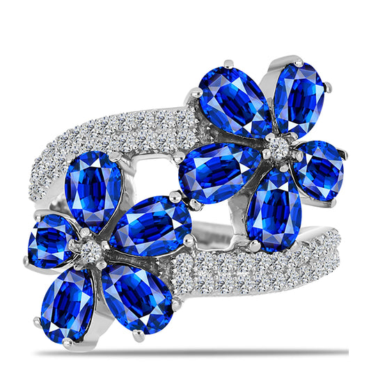 Stříbrný Prsten s Australským Modrým Safírem a Bílým Topazem