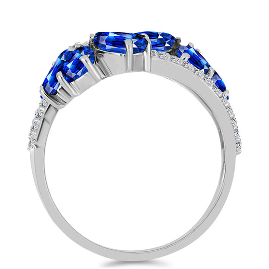 Stříbrný Prsten s Australským Modrým Safírem a Bílým Topazem