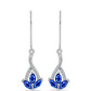 Stříbro 925/1000 - Náušnice s Australským Modrým Safírem a Bílým Topazem - Karátové číslo: 1.46. přibližná hmotnost: 2.24 gramů