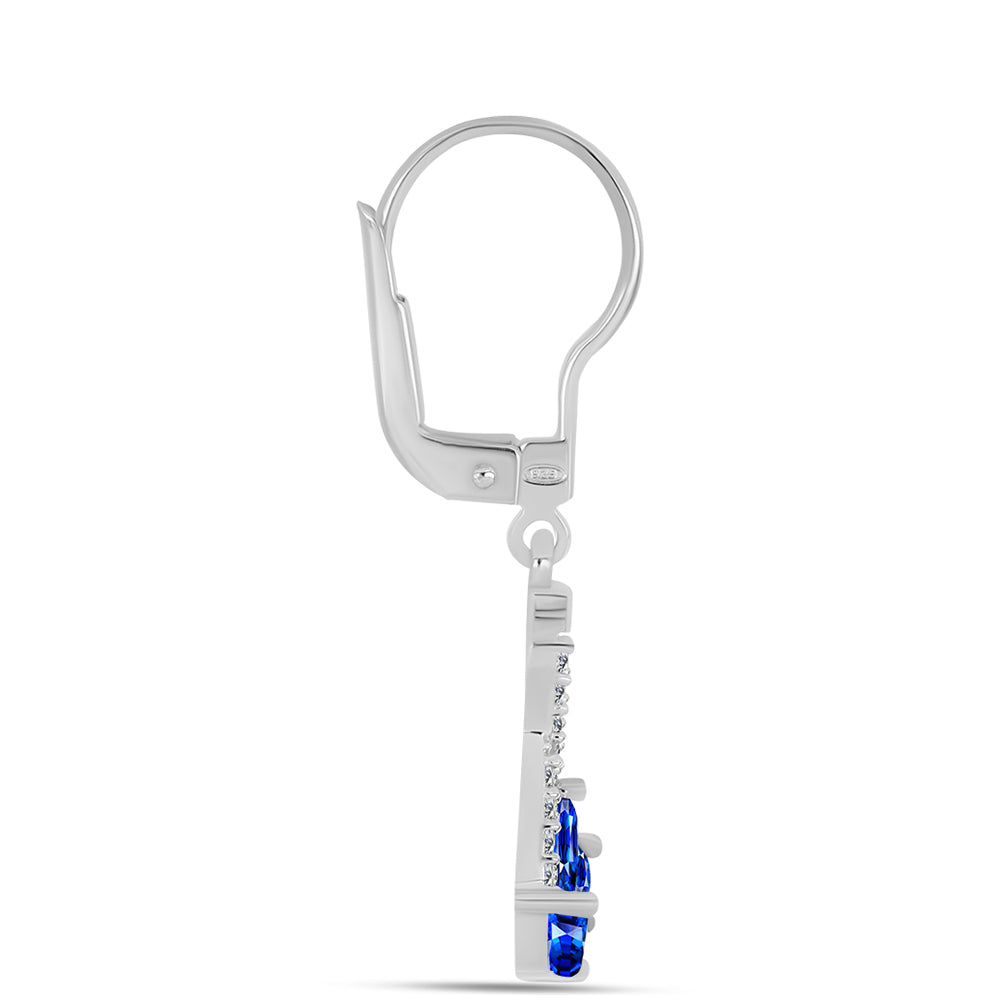 Stříbro 925/1000 - Náušnice s Australským Modrým Safírem a Bílým Topazem - Karátové číslo: 1.46. přibližná hmotnost: 2.24 gramů 2 