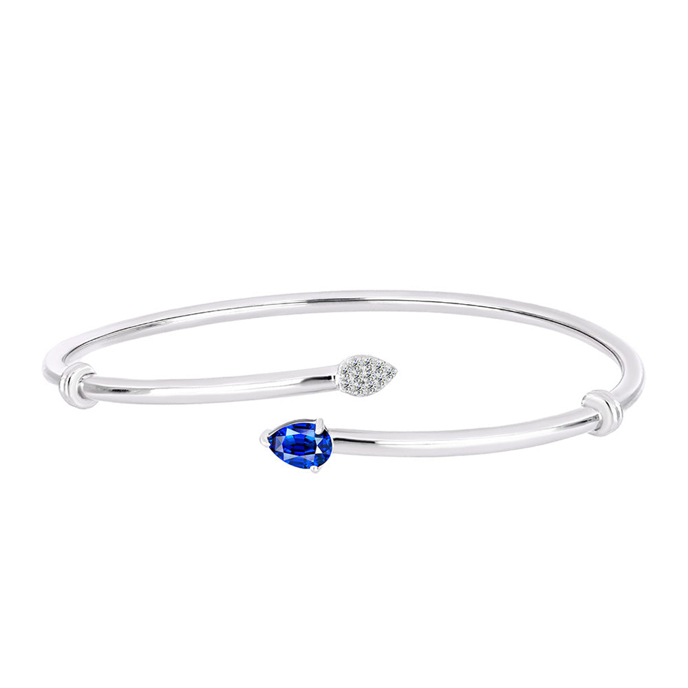 Stříbro 925/1000 Náramek s Australským Modrým Safírem a Bílým Topazem - Karátové číslo: 1.07. přibližná hmotnost: 10.83 gramů 1 