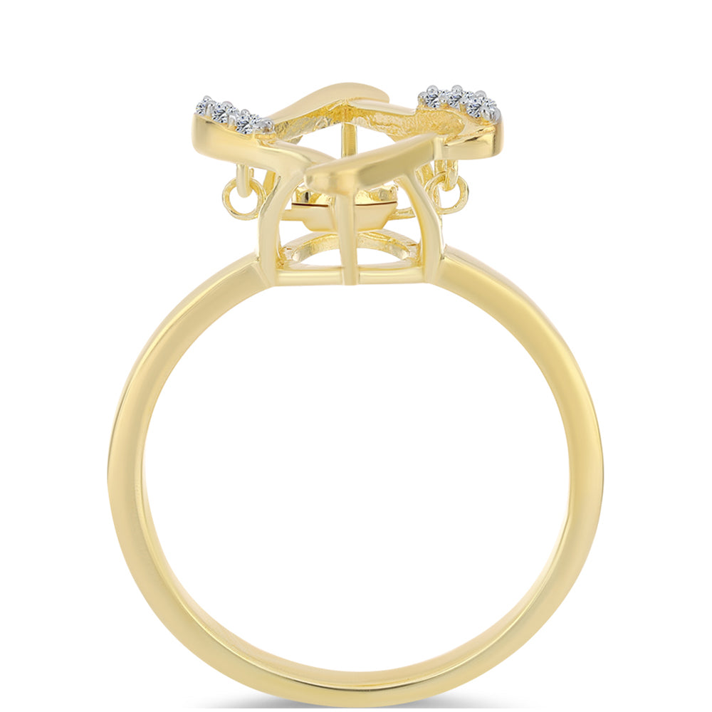 Pozlacené Stříbro 925/1000 - Prsten s Cognac Diamantem a Bílým Topazem - Karátové číslo: 0.06. přibližná hmotnost: 2.4 gramů 2 