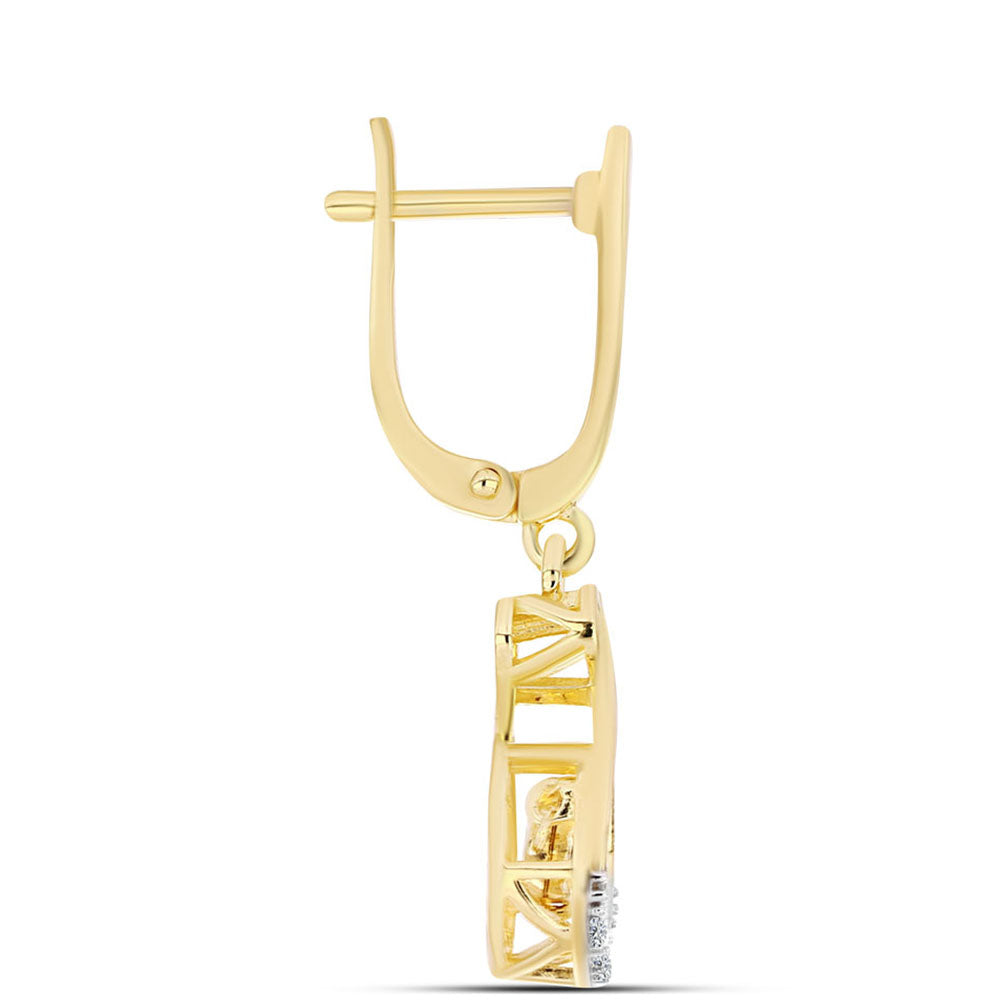 Pozlacené stříbro 925/1000 Náušnice s Cognac Diamantem a Bílým Topazem - Karátové číslo: 0.11. přibližná hmotnost: 3.68 gramů 2 