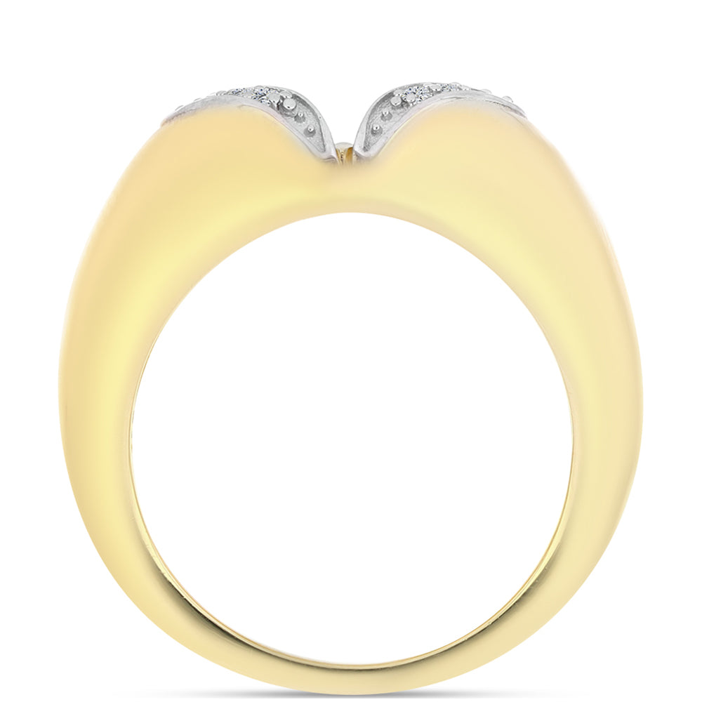 Pozlacené Stříbro 925/1000 - Prsten s Cognac Diamantem a Bílým Topazem - Karátové číslo: 0.14. přibližná hmotnost: 5.03 gramů 2 