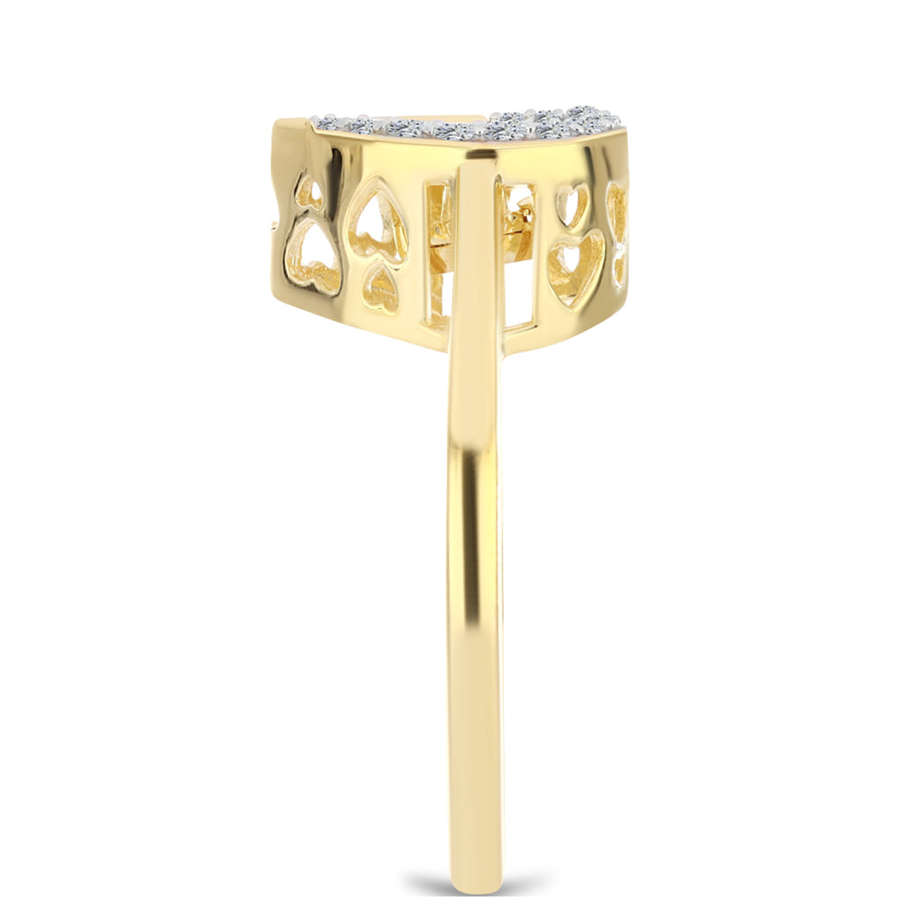 Pozlacené Stříbro 925/1000 - Prsten s Cognac Diamantem a Bílým Topazem - Karátové číslo: 0.22. přibližná hmotnost: 3.4 gramů