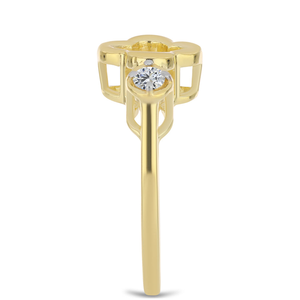 Pozlacené Stříbro 925/1000 - Prsten s Cognac Diamantem a Bílým Topazem - Karátové číslo: 0.28. přibližná hmotnost: 3.26 gramů 4 