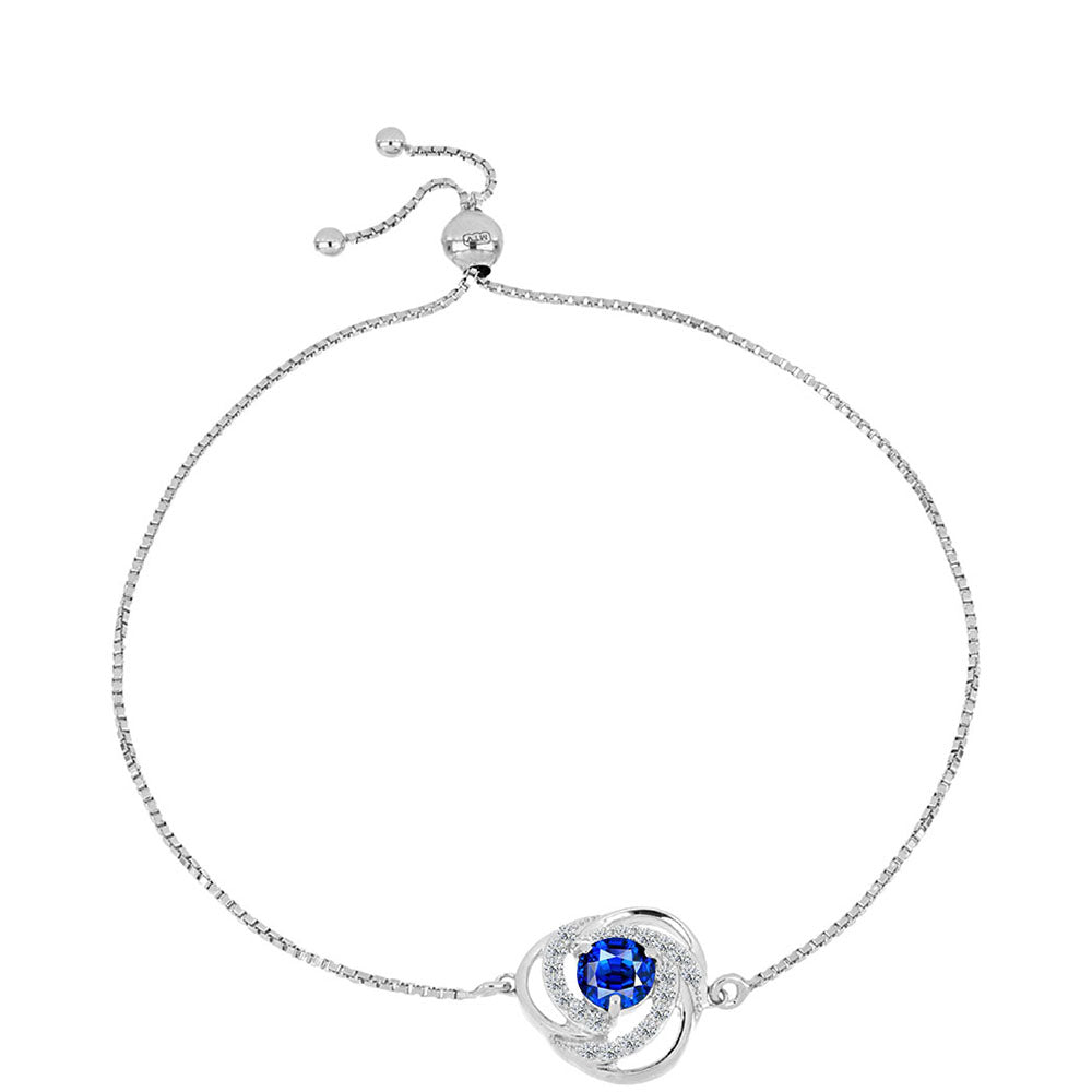 Stříbro 925/1000 Náramek s Australským Modrým Safírem a Bílým Topazem - Karátové číslo: 1.58. přibližná hmotnost: 3.74 gramů