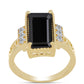 Pozlacený Stříbrný Prsten s Černým Onyxem a Bílým Topazem